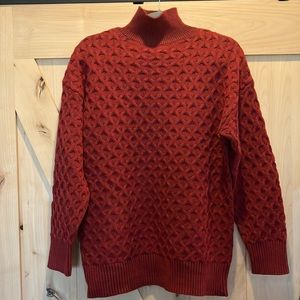 NWOT KNOX ROSE Women's Mockneck Oversized Sweater.  Warm Red.  Size Small.